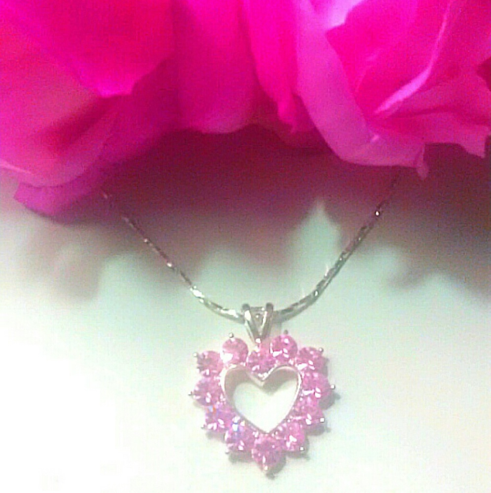 ❤️Vintage Pink Heart Rhinestone Necklace ❤️